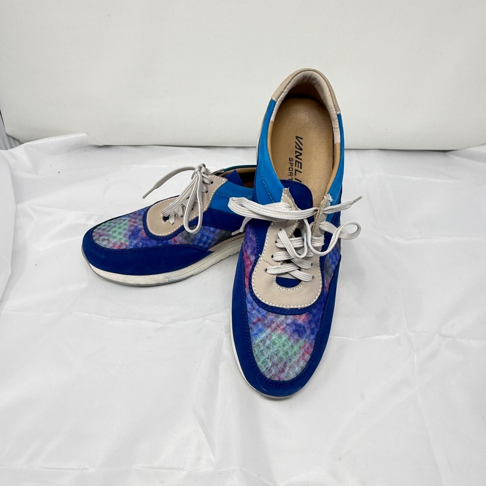 Vaneli Sport Womens Tennis Blue Multi Color Mesh Lace Up Fashion Sneakers Sz 9M